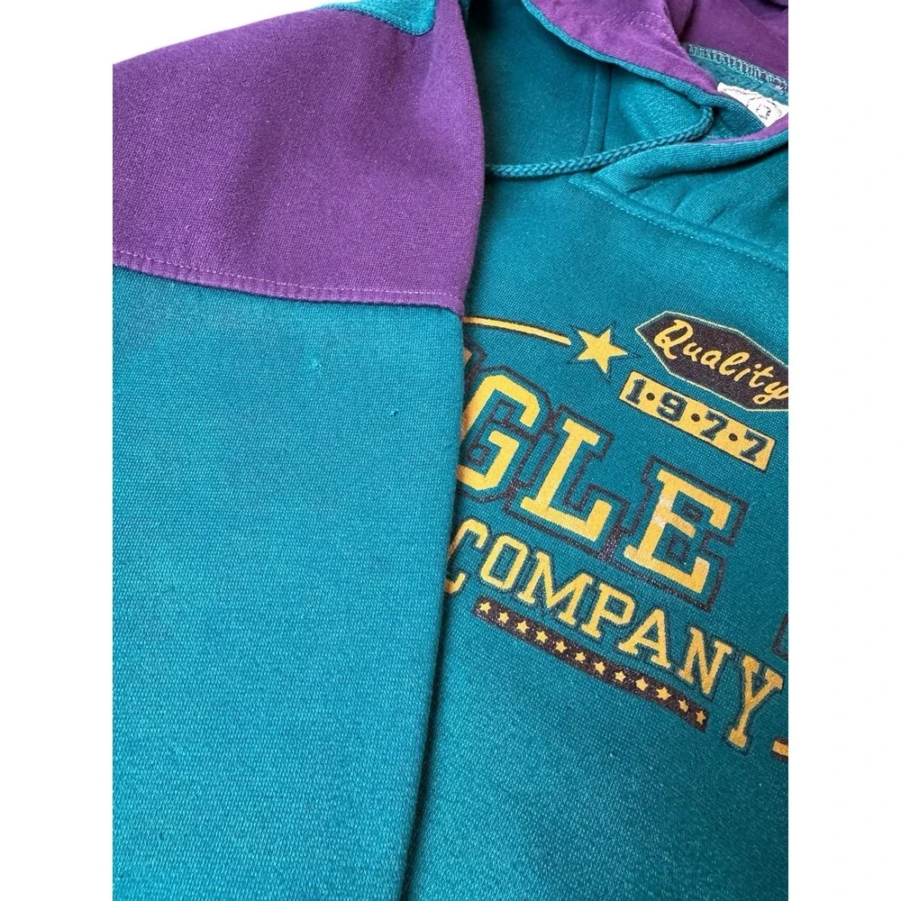 Boys Vintage 90s‎ Color Block Bugle Boy  Oversized Y2K Hoodie Sweater Small 8/10